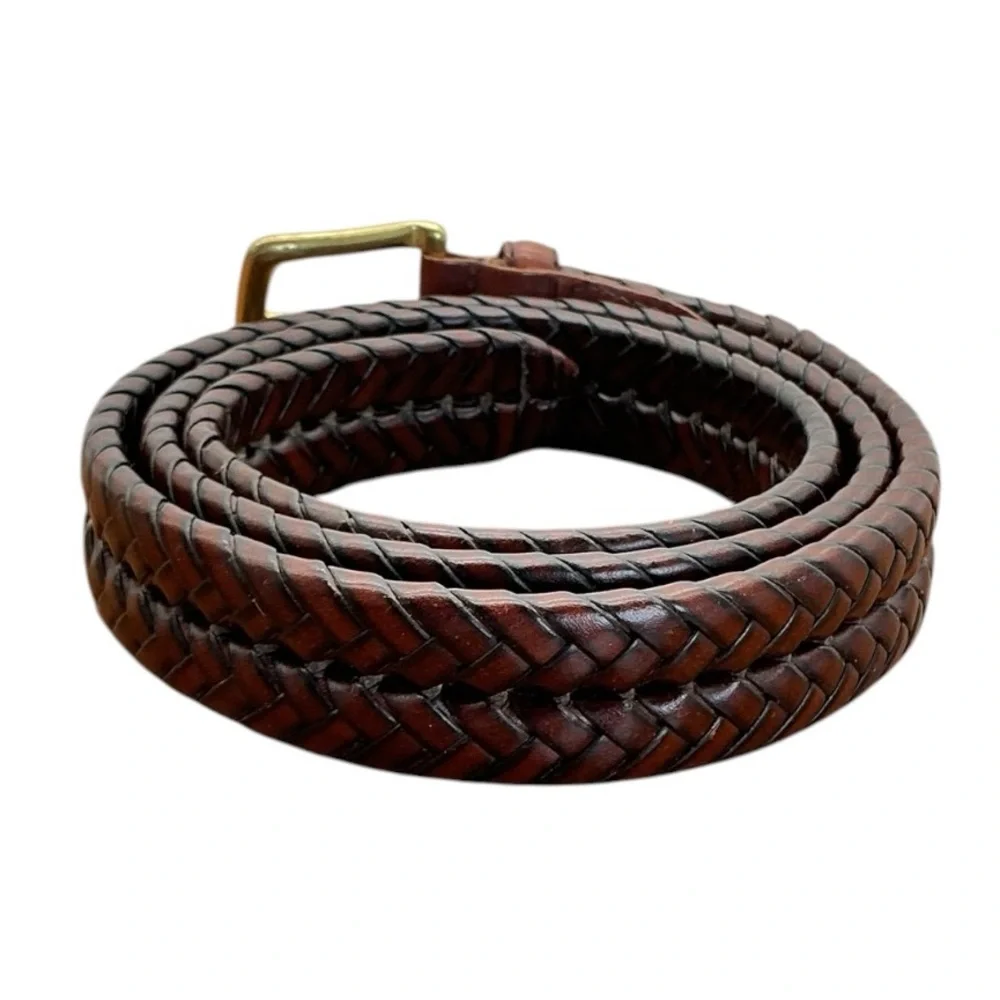 Fossil Men's Maddox Brown Leather Braided Trouser‎ Belt Size 42